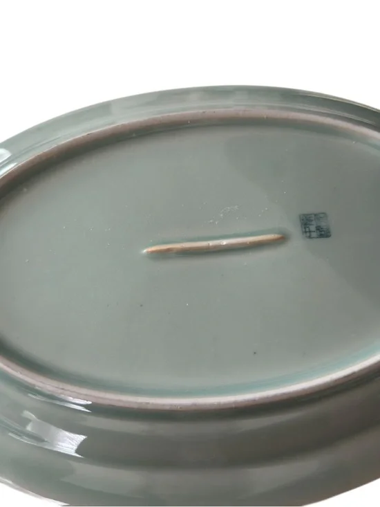 Longquan Celadon Koi Fish Platter 14 inch Green Glaze Mid-Century Abundance - Picture 3 of 7